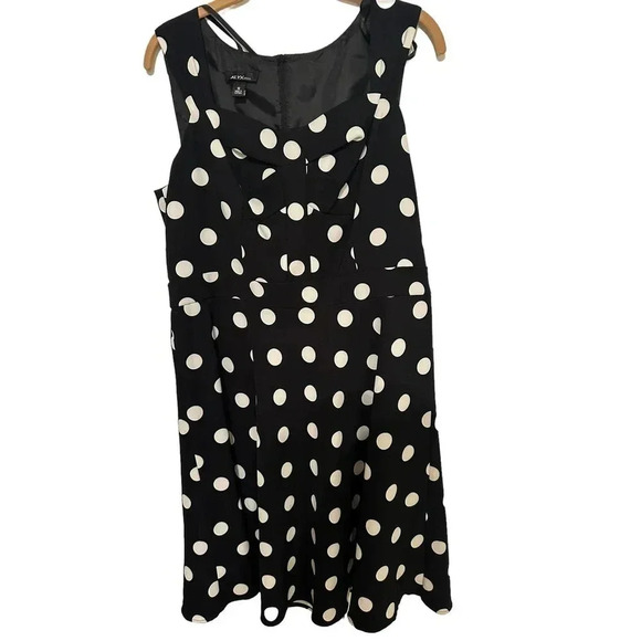 Alyx Women’s Black & White Polka Dot Sleeveless Stretch Sheath Dress Size 16 - Picture 1 of 10